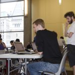 Hackers at work during the all-day event (Alexandra Allaire / McGill Tribune)