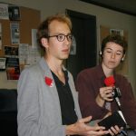 CLASSE Spokesperson Bédard-Wien spoke with students about tuition. (Alexandra Allaire / McGill Tribune)