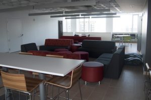 La Citadelle features a spacious dining area next to its communal kitchen. (Simon Poitrimolt / McGill Tribune)