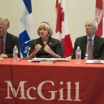 Panelists discussed proposed changes to the Senate. (Simon Poitrimolt / McGill Tribune)