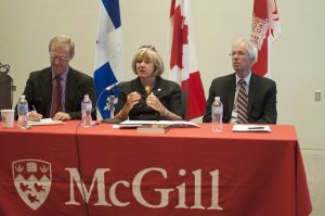 Panelists discussed proposed changes to the Senate. (Simon Poitrimolt / McGill Tribune)