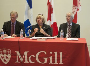 Panelists discussed proposed changes to the Senate. (Simon Poitrimolt / McGill Tribune)