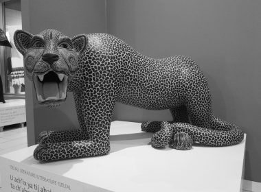 A Tseltal wood-carved jaguar greets visitors. (Carolina Millán Ronchetti / McGill Tribune)