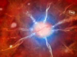 An artist’s rendition of the Phoenix Cluster­—a recent black hole revelation. (www.space.com)