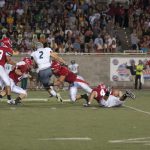 Penalties and offensive struggles plagued the Redmen in the first half. (Simon Poitrimolt / McGill Tribune)