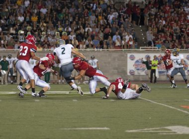 Penalties and offensive struggles plagued the Redmen in the first half. (Simon Poitrimolt / McGill Tribune)