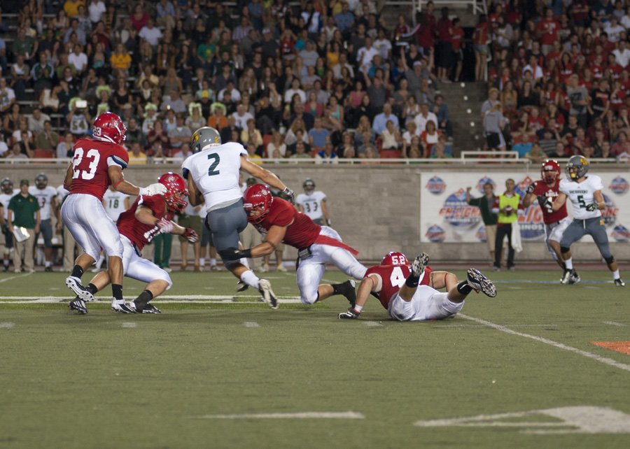 Penalties and offensive struggles plagued the Redmen in the first half. (Simon Poitrimolt / McGill Tribune)