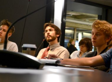 RGCS member Isaac Stethem listens to Waldron’s lecture. (Cassandra Rogers / McGill Tribune)