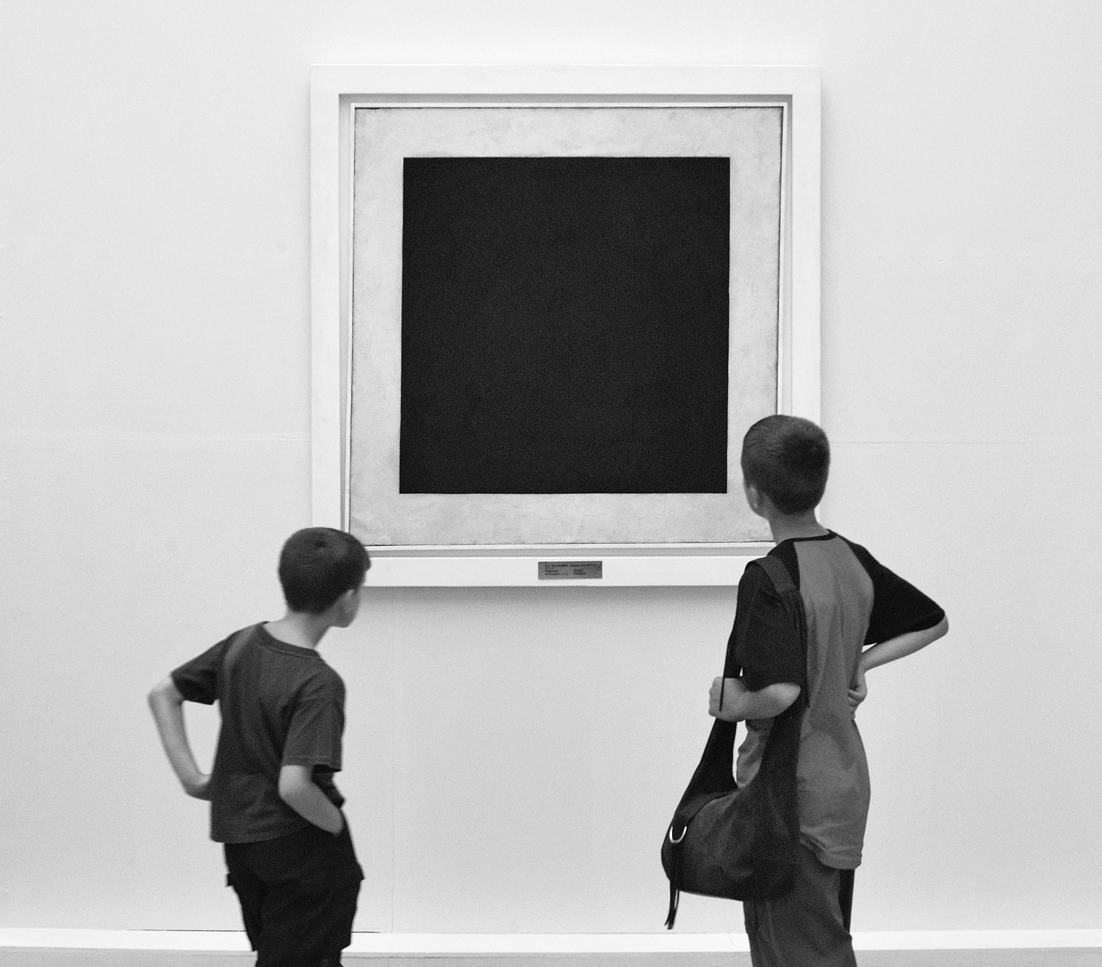 Museum-goers baffled by Malevich’s “Black Square.” (www.sergeev.com)