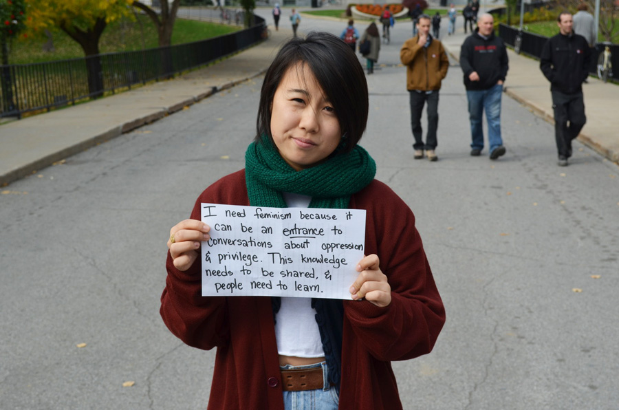 Participants of “Who Needs Feminism?” week wrote personalized signs for the photo shoots. (wnfmcgill.tumblr.com)