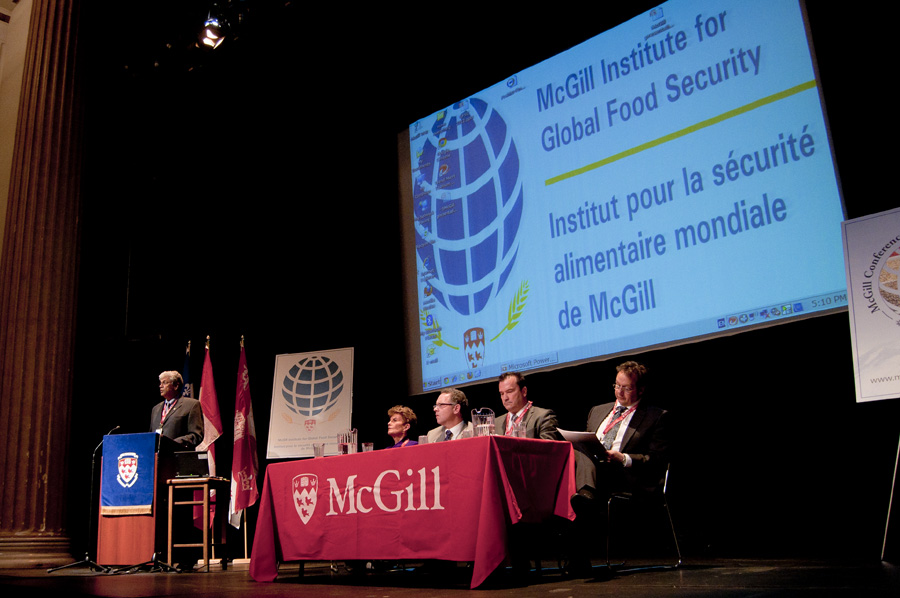 Panel opens Food Security Conference. (Simon Poitrimolt / McGill Tribune)