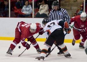 Marc-Olivier Vachon awaits the faceoff. (Jesse Conterato / McGill Tribune)