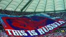 Russian fans unfurled this inflammatory banner at a Euro 2012 match against Poland in Warsaw. (yfrog.com)