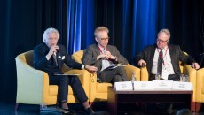 Panelists discuss the project. (Simon Poitrimolt / McGill Tribune)
