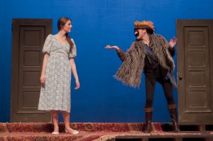 Castiza (Laura McEown) and Vindice (Cece Grey) in a rather enticing scene. (Simon Poitrimolt / The McGill Tribune)