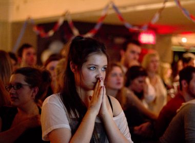 Students await the election results on Nov. 6. (Luke Orlando / McGill Tribune)