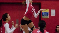 Marie-Christine Lapointe rises for the spike. (Mike King / McGill Tribune)