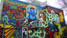 Mural on boulevard St-Hélène by artist Hell-P