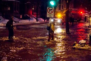 Flood takes on McGill campus. (Luke Orlando / McGill Tribune)