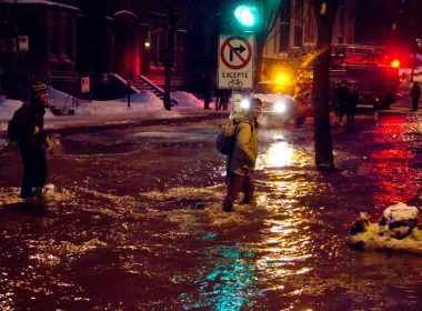 Flood takes on McGill campus. (Luke Orlando / McGill Tribune)