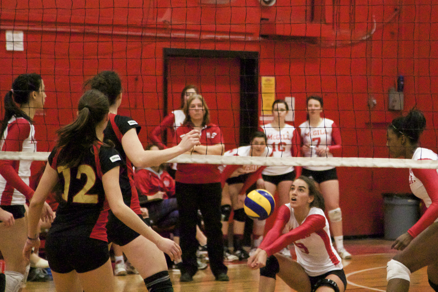 Marie-Christine Lapointe volleys it up. (Anna Katycheva / McGill Tribune)