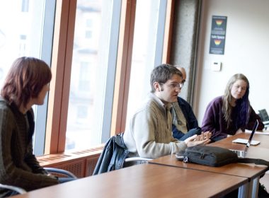 Justin Marleau spoke for teaching union. (Elizabeth Flannery / McGill Tribune)