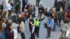 Demonstrators rallying in solidarity with victims of police brutality