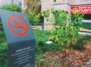 no-smoking sign outside mclennan library