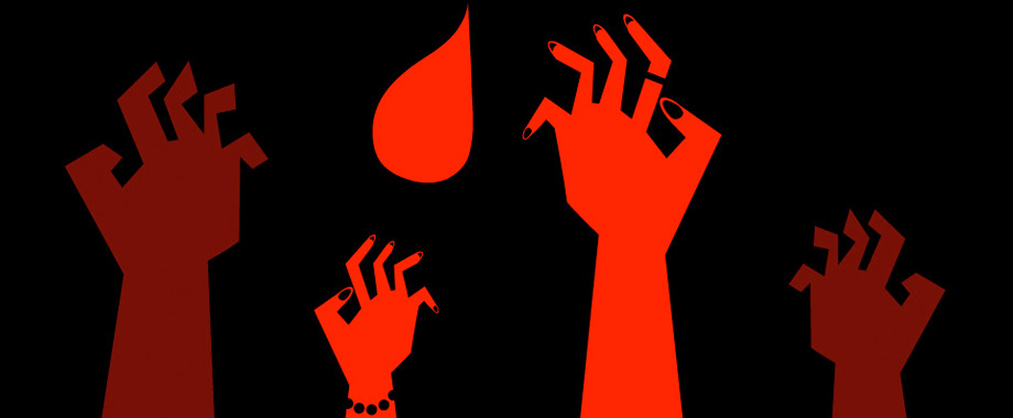 red hands reaching