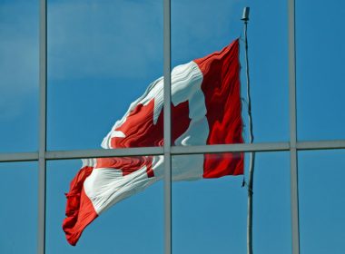 Canadian flag waving